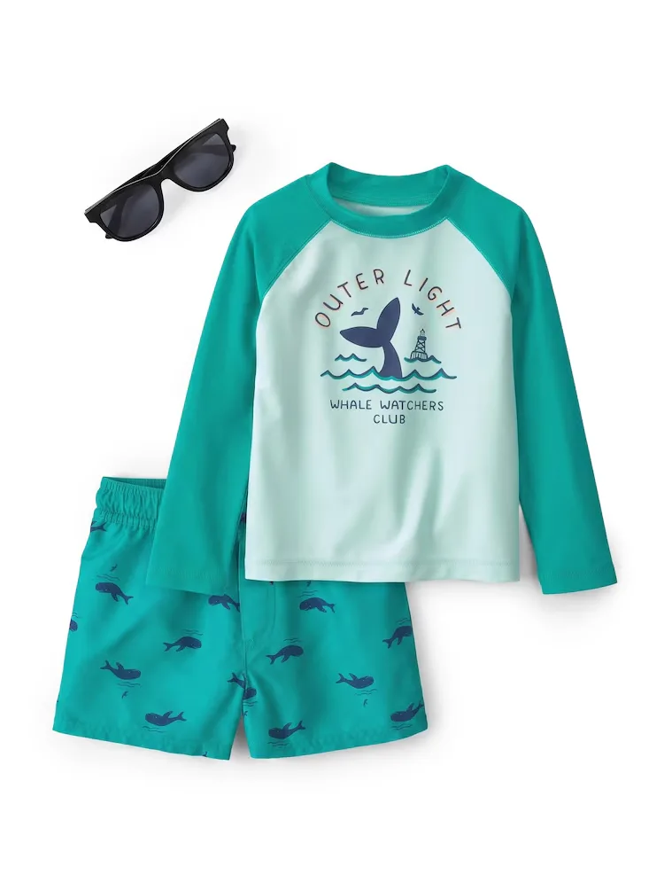 Conjunto Carter's com óculos bebê menino baleia 3 peças - Multicor