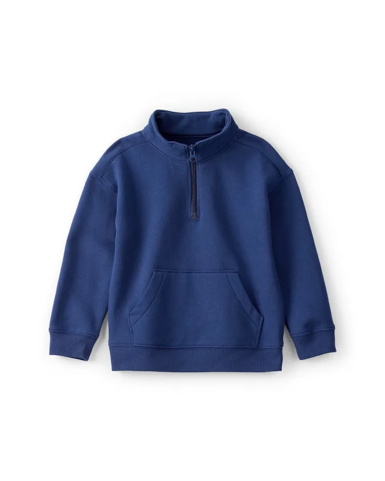 Blusa de moletom infantil gola alta canguru - azul | Carter's